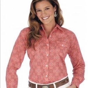 (SOLD) as real as wrangler red & white print top